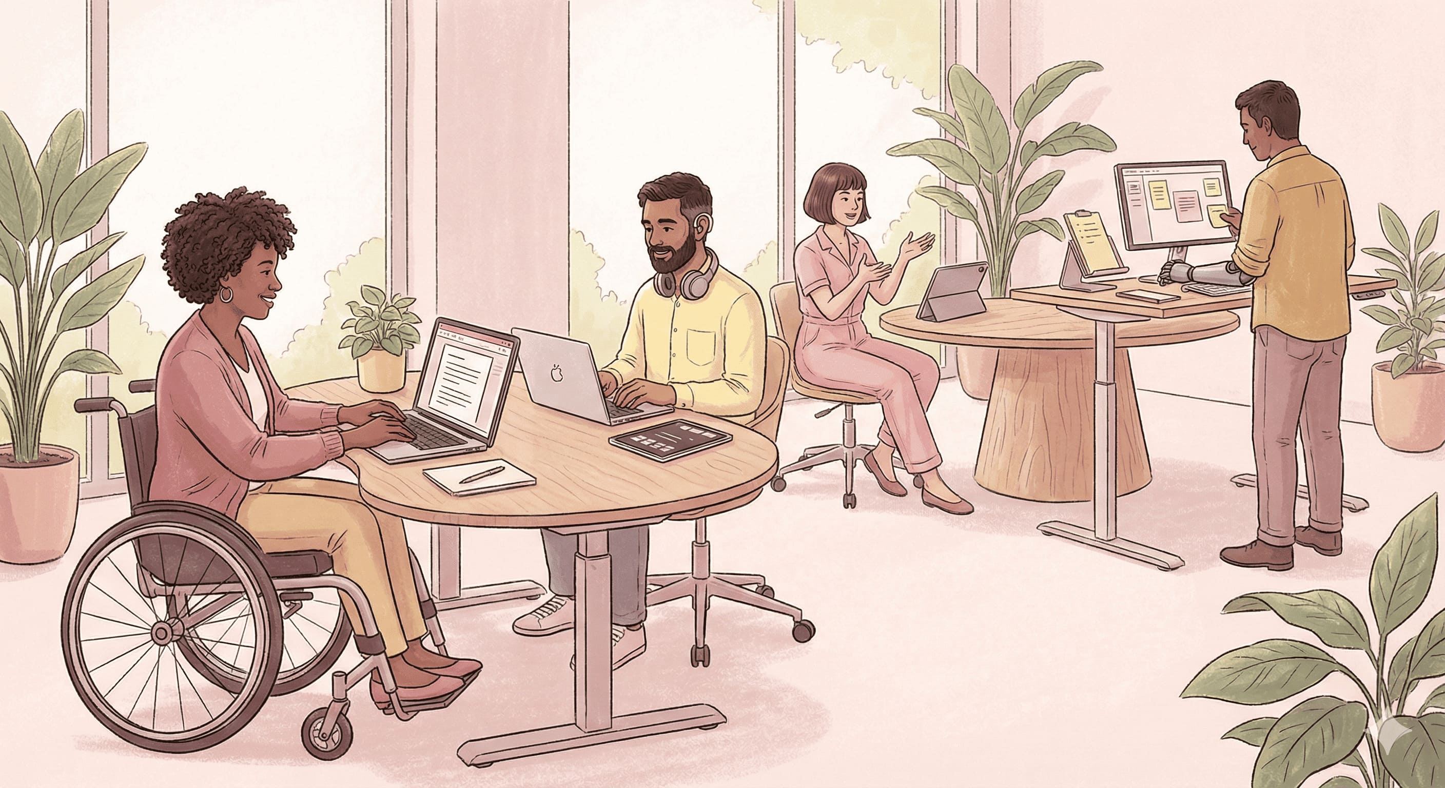 Diverse team working together